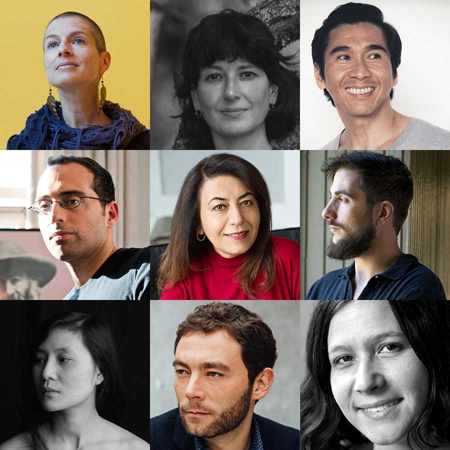 A nine-panel grid of the jurors selected for the 2020 Neustadt Prize