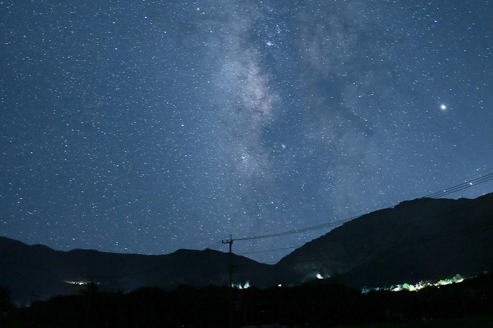 A photograph of a star-filled night sky