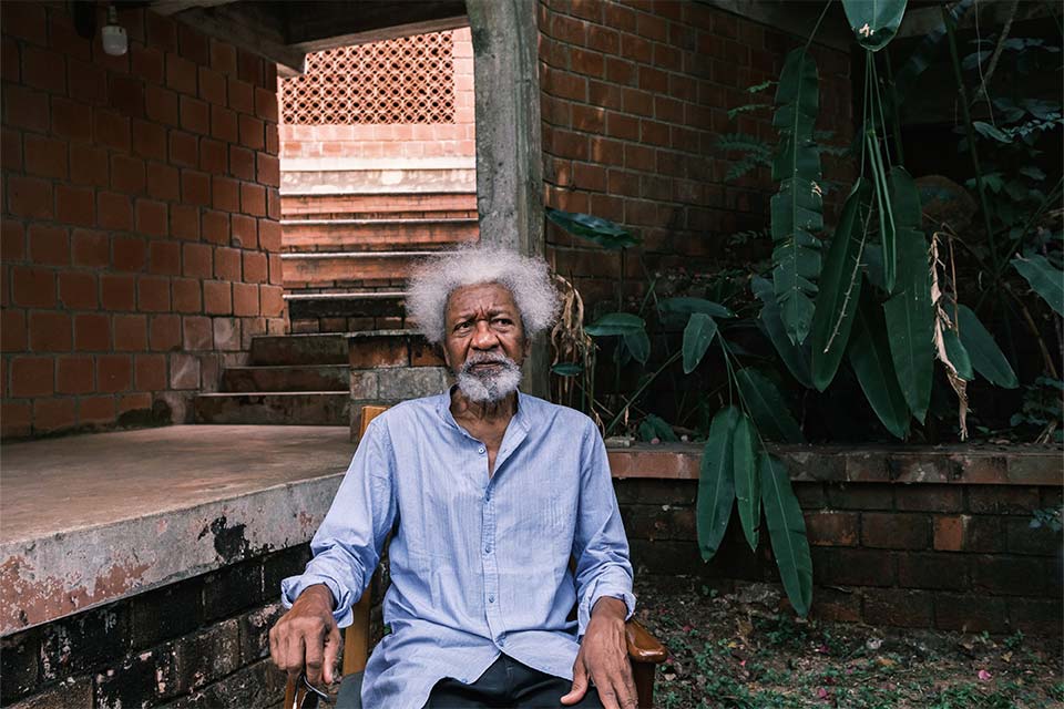 A photograph of Wole Soyinka