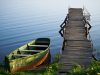 Boat sitting at a dock