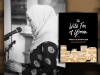 A photograph of Threa Almontaser with the cover to her book The Wild Fox of Yemen