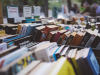 Books arranged in rows at a bookstore