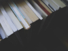 Above view of books on a shelf