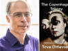 A photograph of translator Michael Favala Goldman juxtaposed with the cover to Tove Ditlevsen's Copenhagen Trilogy