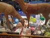 An imaginative holiday window display with faux-reindeer at The Wild Rumpus bookstore