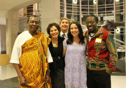 Prize winner Meshack Asare, Kathy Neustadt, Josh Hankin, Tess Hankin, and Nii Ayikwei Parkes.  